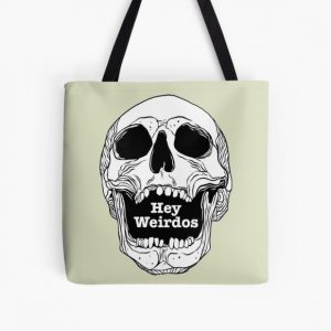 Morbid Podcast. Hey Weirdos skull All Over Print Tote Bag RB1506 product Offical Morbid Podcast Merch
