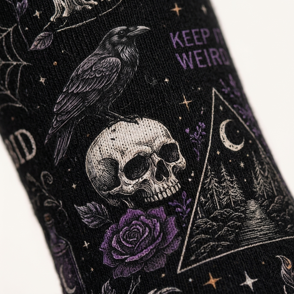 Gothic Pumpkin And Skull Sock 3 - Morbid Podcast Merch studio mockup 1 7 - Morbid Podcast Merch