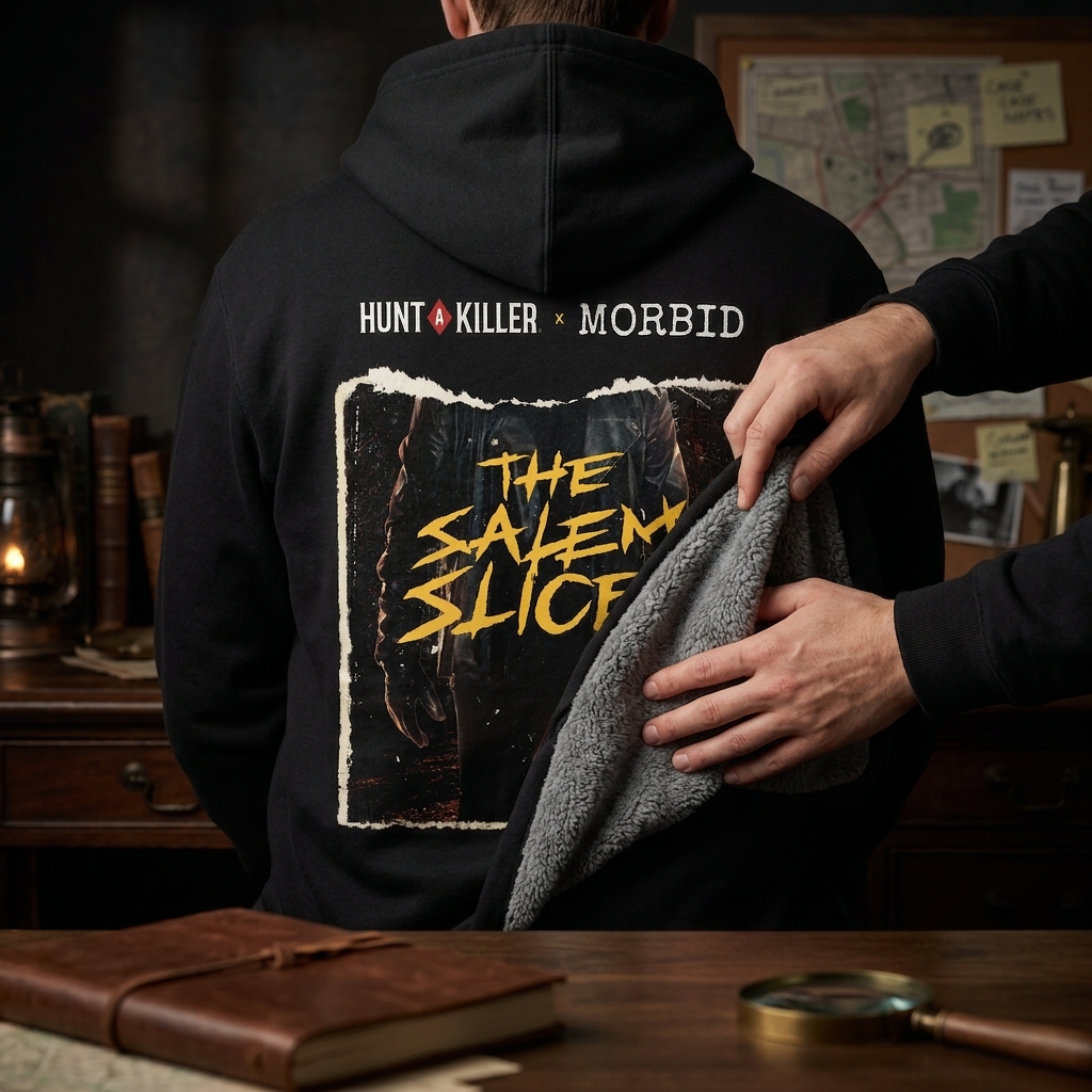 Morbid x Hunt A Killer The Salem Slicer Zip Hoodie 4 - Morbid Podcast Merch studio mockup 2 11 1 - Morbid Podcast Merch