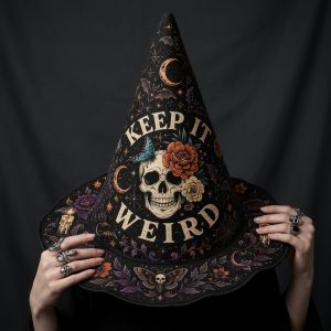 Keep it Weird Morbid Quilted Witch Hat 10 - Morbid Podcast Merch studio mockup 2 5 - Morbid Podcast Merch