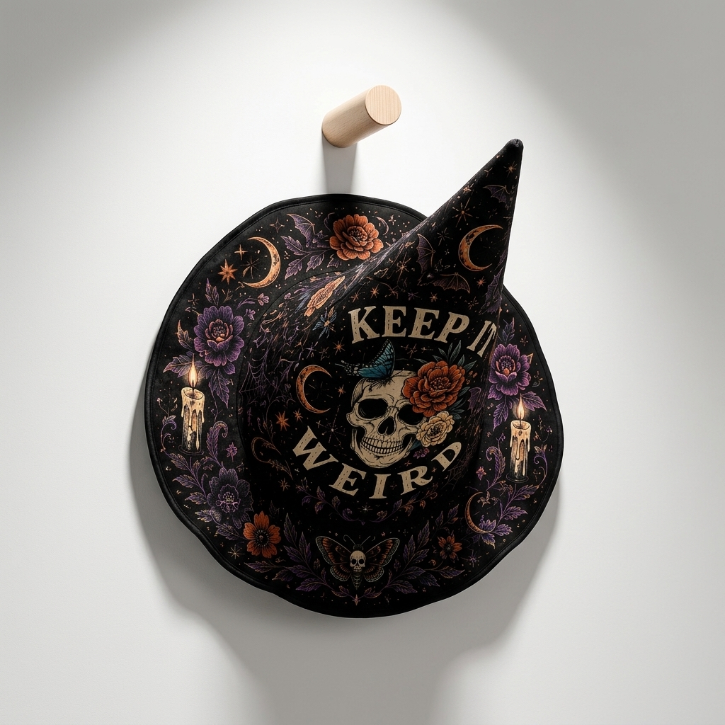 Keep it Weird Morbid Quilted Witch Hat 6 - Morbid Podcast Merch studio mockup 5 8 - Morbid Podcast Merch