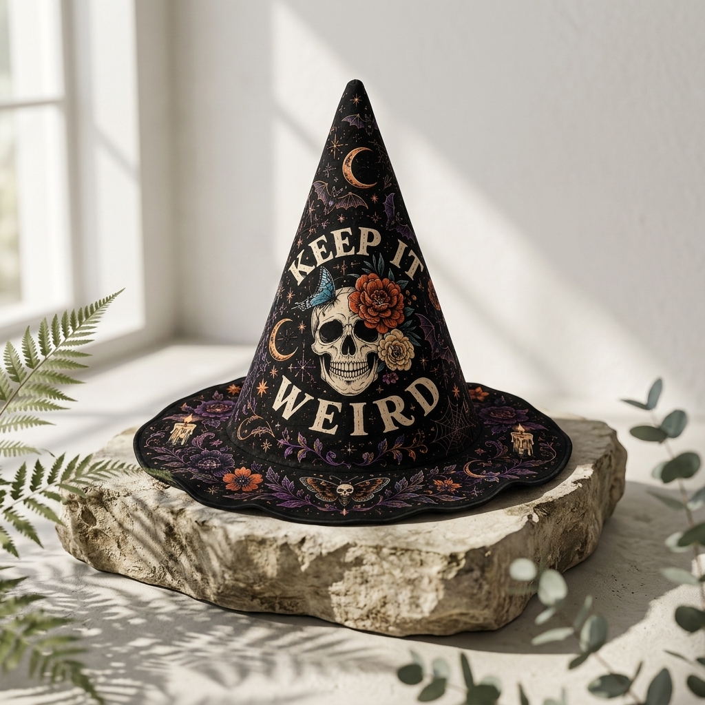 Keep it Weird Morbid Quilted Witch Hat 7 - Morbid Podcast Merch studio mockup 6 8 - Morbid Podcast Merch